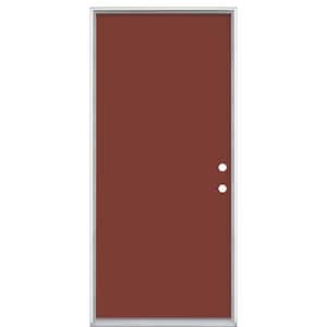 36 in. x 80 in. Flush Left Hand Inswing Red Bluff Painted Steel Prehung Front Exterior Door No Brickmold