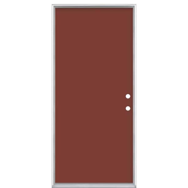 36 in. x 80 in. Flush Left Hand Inswing Red Bluff Painted Steel Prehung Front Exterior Door No Brickmold