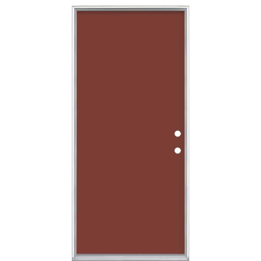 36 in. x 80 in. Flush Left Hand Inswing Red Bluff Painted Steel Prehung Front Exterior Door No Brickmold in Vinyl Frame price history on PriceWatchPro