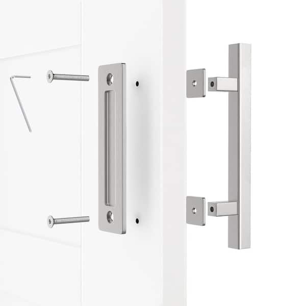 2X Door Handle Stainless Steel Door Handle Set Bathroom L-shape Door Fitting 