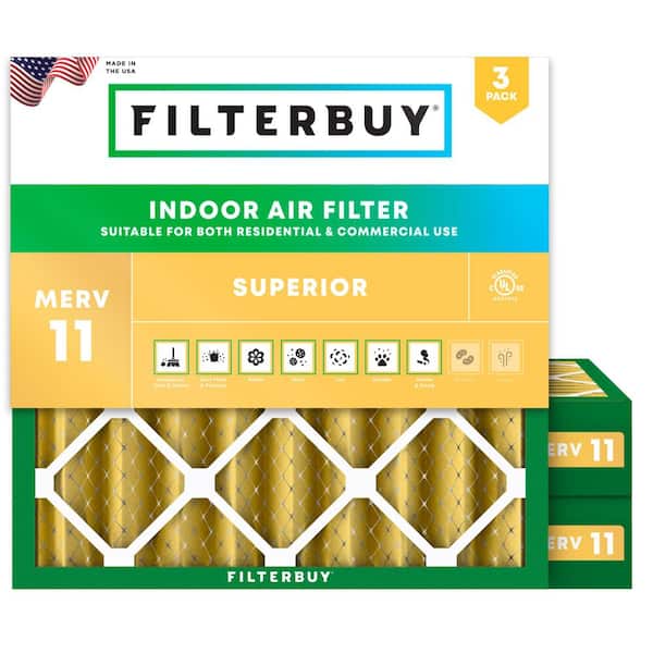 21.25 in. x 21.25 in. x 4 in. MERV 11 (FPR 7) Allergen Defense Pleated HVAC AC Furnace Air Filters Replacement (3-Pack)