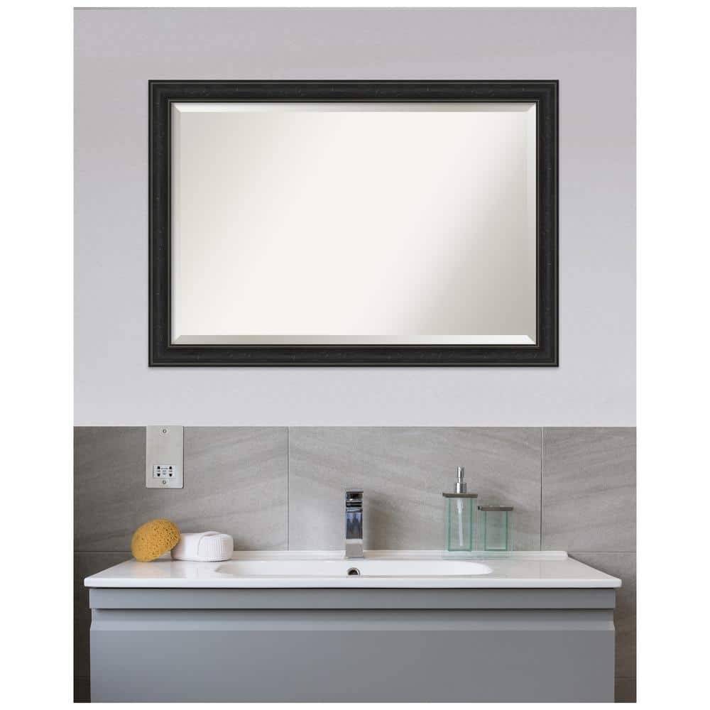 Shipwreck Black 40" x 28" Distressed Vanity Wall Mirror