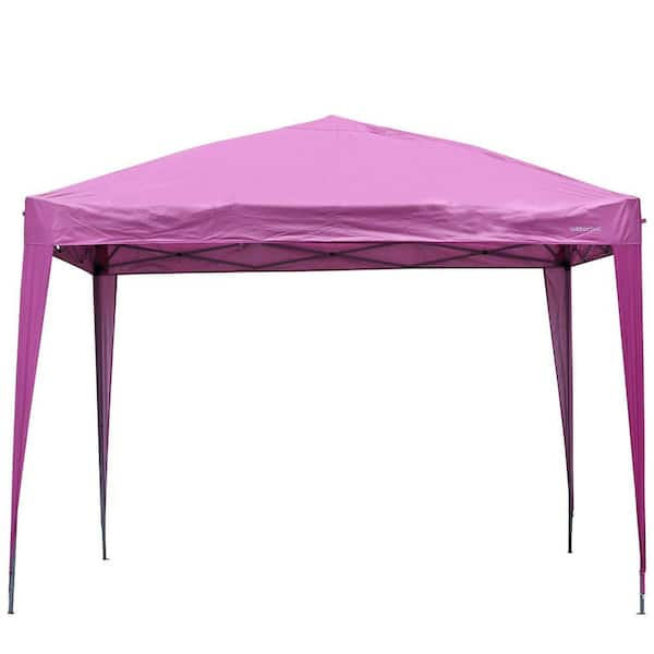 Siavonce 10 ft. x 10 ft. Pink Flat Roof Straight Leg Instant Canopy Pop ...