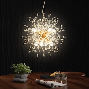 9-Light Integrated LED Gold Firework Dandelion Sputnik Chandelier Light