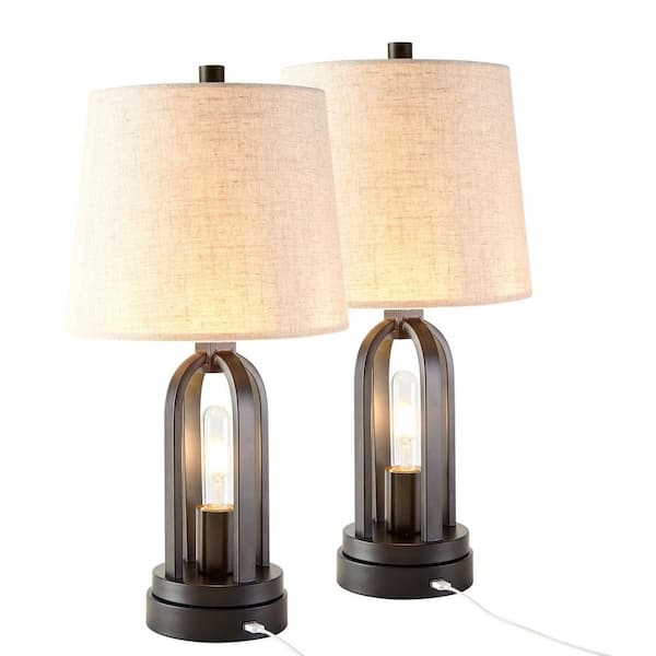 Black Table Lamp Set With Usb Port, Living Room Table Lamp With Usb Port