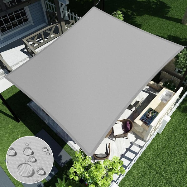 10 ft. x 15 ft. Light Gray Rectangle HeavyWeight SunShade Sail with UV Blockage and waterproof for Patio and Pool Cover