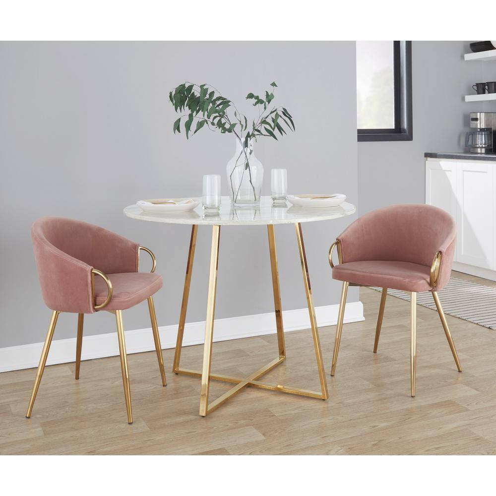 Claire Pink Velvet Metal Dining Chair Set