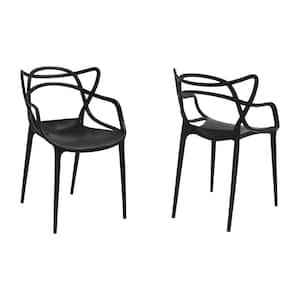 Modern Plastic Black Loop Dining Side Chair (Set of 2)
