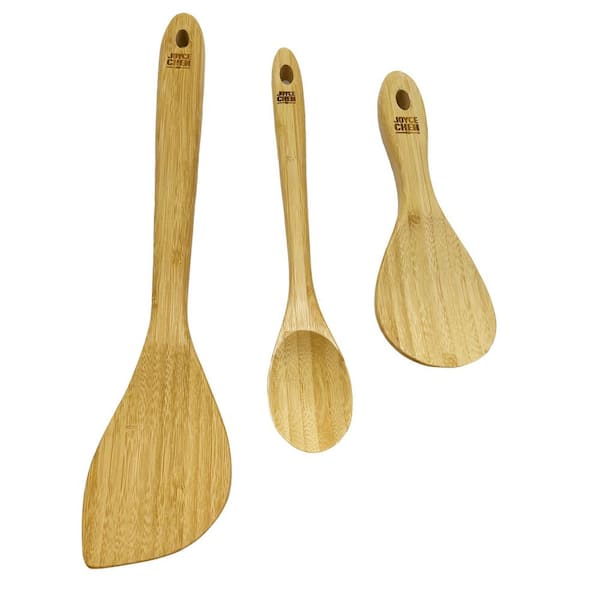 JOYCE CHEN Burnished 3-Piece Bamboo Stir Fry Wok Utensils Set