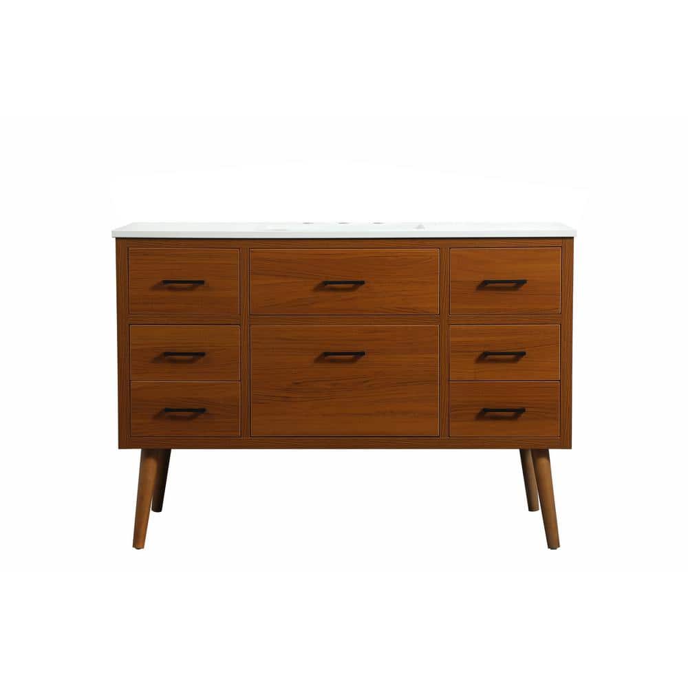Timeless Home 48 in. W x 22 in. D x 33.5 in. H Bath Vanity in Teak with Ivo
