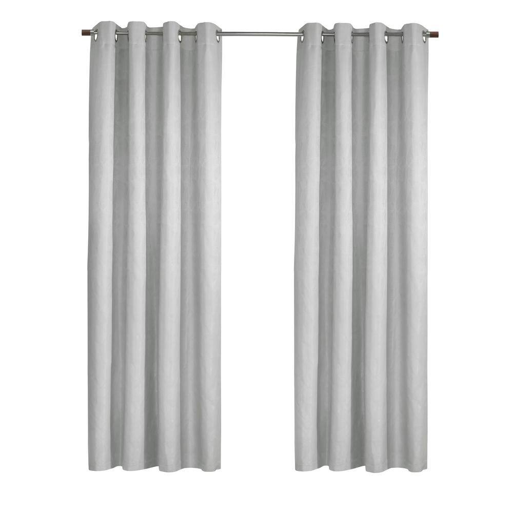 Margot White Polyester Textured 52 in. W x 63 in. L Grommet Indoor Blackout