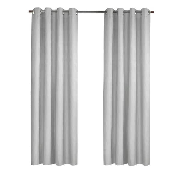 Unbranded Margot White Polyester Textured 52 in. W x 84 in. L Grommet Indoor Blackout Curtain (Single Panel)