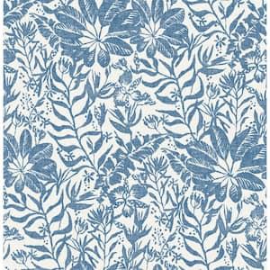 Blue Foliole Peel and Stick Wallpaper Sample