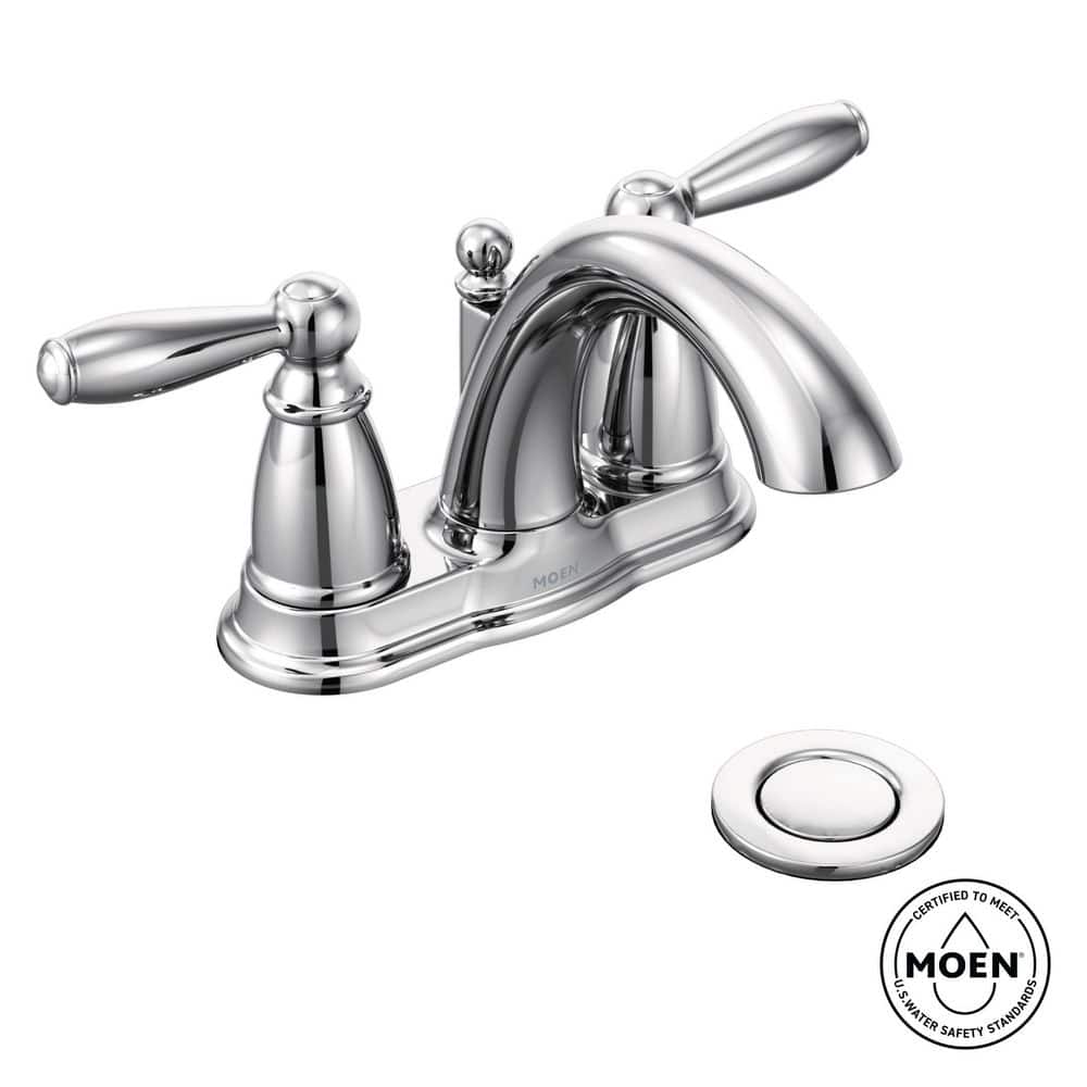 MOEN Banbury 8 In. Widespread Double Handle High-Arc Bathroom Faucet In Chrome Valve Included 84947