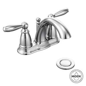 Moen Eva Badarmatur Mit 2 Griffen & Ablaufgarnitur | Chrom-Finish | Wassersparend & Elegant | Für 3-Loch-Montage