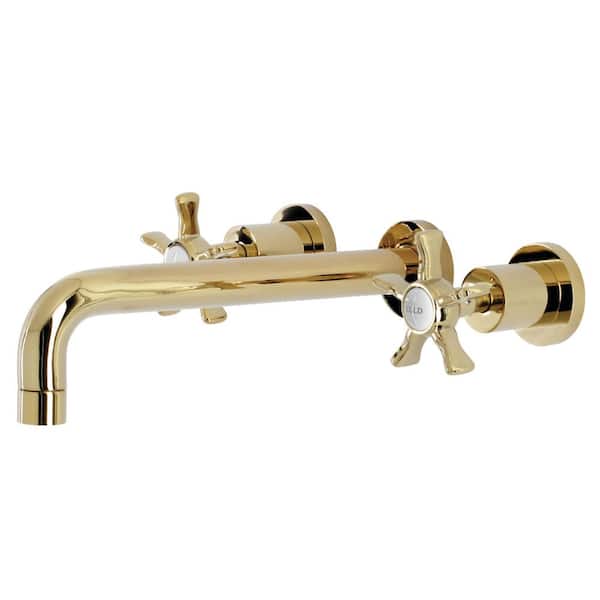 2-Handle Wall Mount Roman Tub Faucet in Polished Brass (Valve Included)
