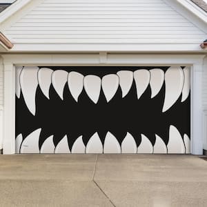 7 ft. x 16 ft. Scary Teeth Halloween Garage Door Decor Mural for Double Car Garage Car Garage