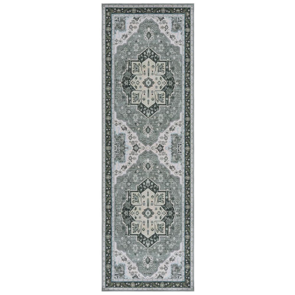 Tucson Green/Light Green 3 ft. x 8 ft. Machine Washable Ornate Floral Medallion Runner Rug price history on PriceWatchPro