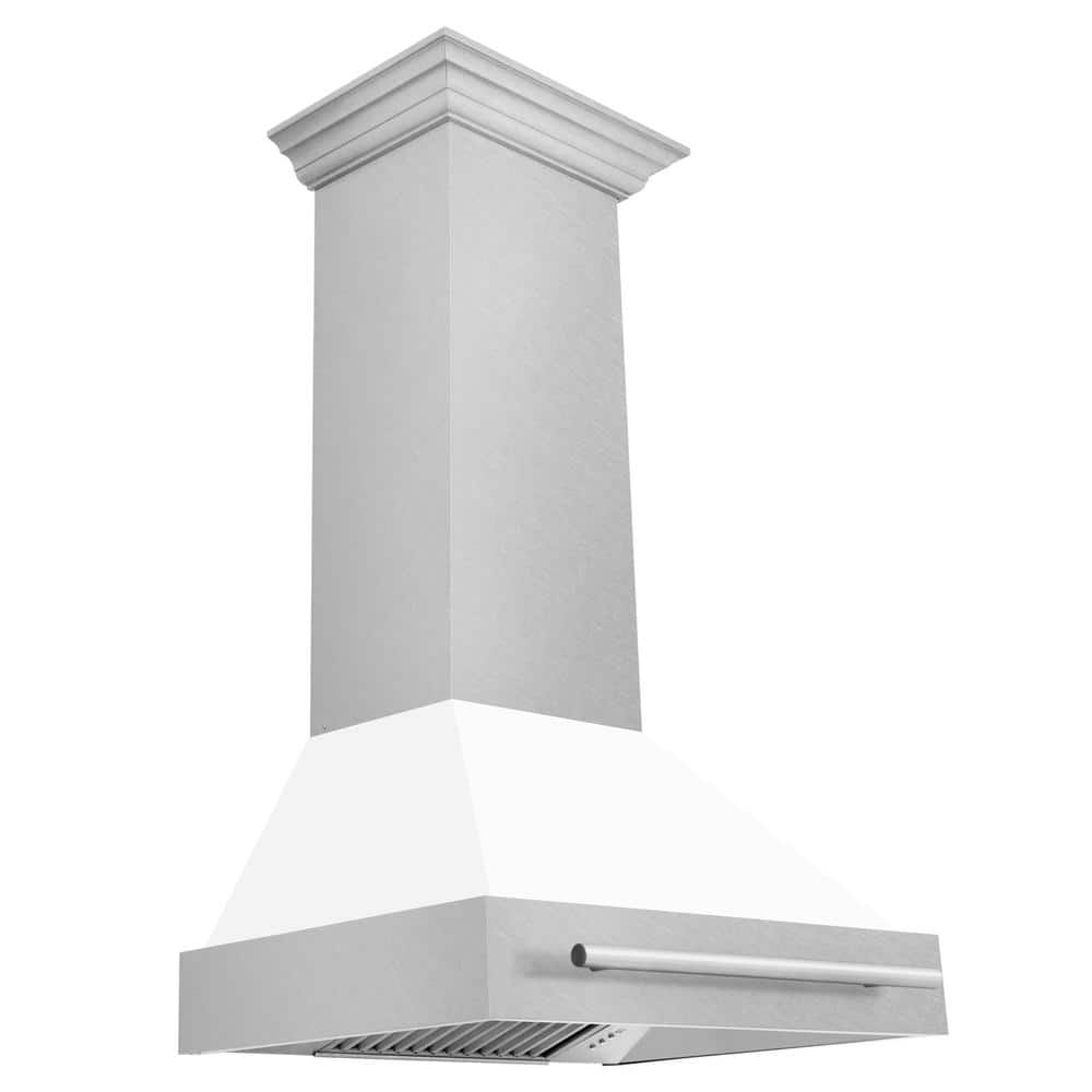 30 in. Satin Stainless Steel Wall Mount Range Hood with White Matte Shell and Stainless Steel Handle price history on PriceWatchPro