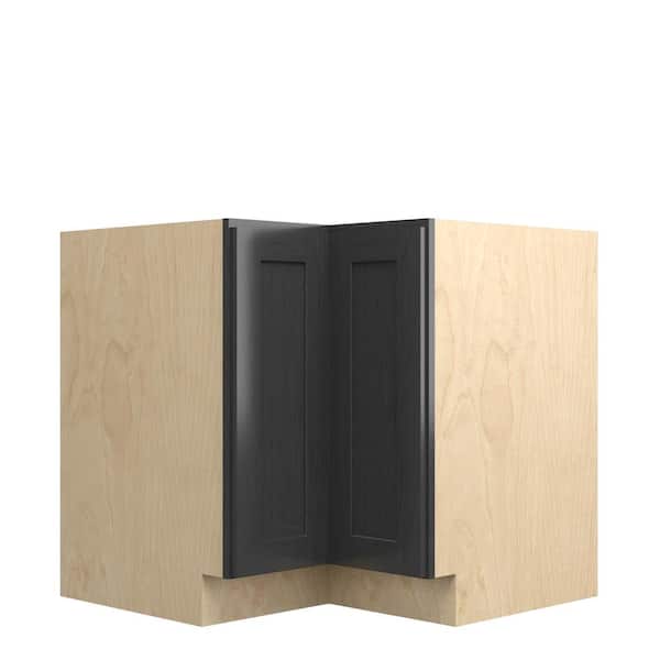 Kunal Kitchens Jamestown Recessed 36 in. W x 34.5 in. H x 24 in. D in Espresso Plywood Assembled Corner Lazy Susan Base-Left