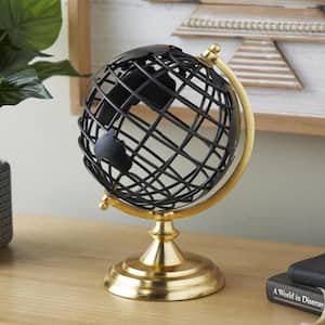 Litton Lane 15 in. Silver Aluminum Decorative Globe with Tripod