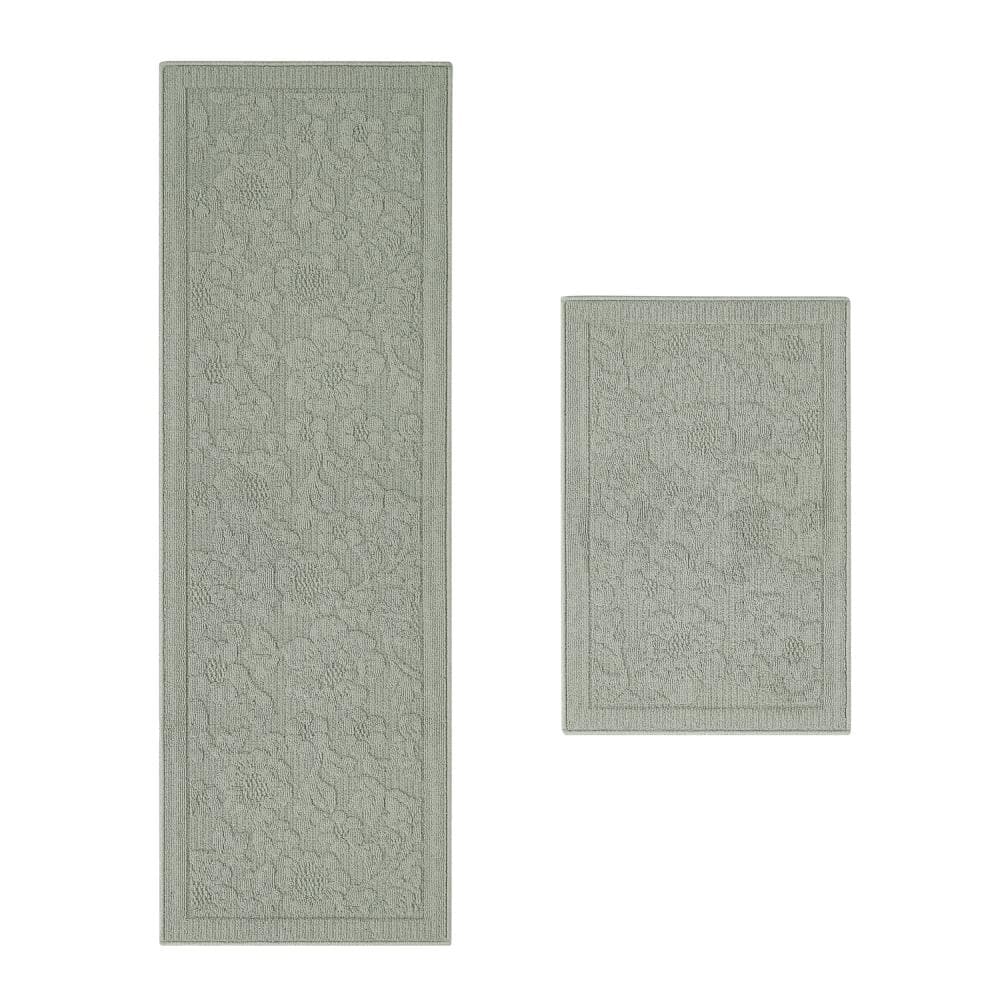 Rosemoor Sage 2 ft. X 6 ft. Floral Machine Washable 2-Piece Rug Set price history on PriceWatchPro