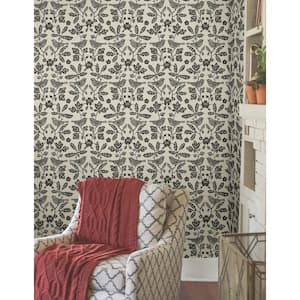 Linen and Charcoal Sparrow and Oak Paper Peel and Stick Matte Wallpaper