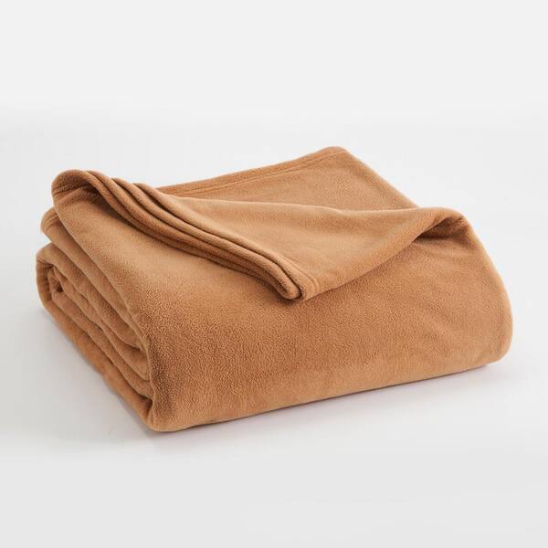 Vellux Microfleece Tobacco Brown Polyester King Blanket