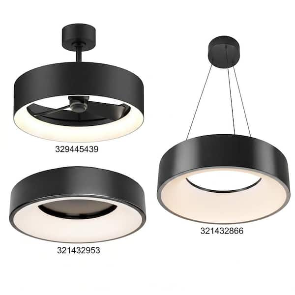 Artika Aiden 17.7 in. Matte Black Downrod Mount Fandelier 8-Step