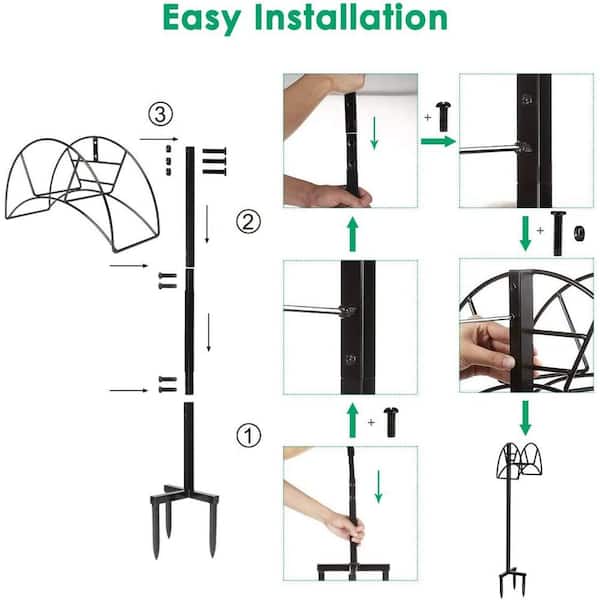Cubilan - Garden Hose Holder Removable Metal Water Hose Holder for Outdoor Patio, Black