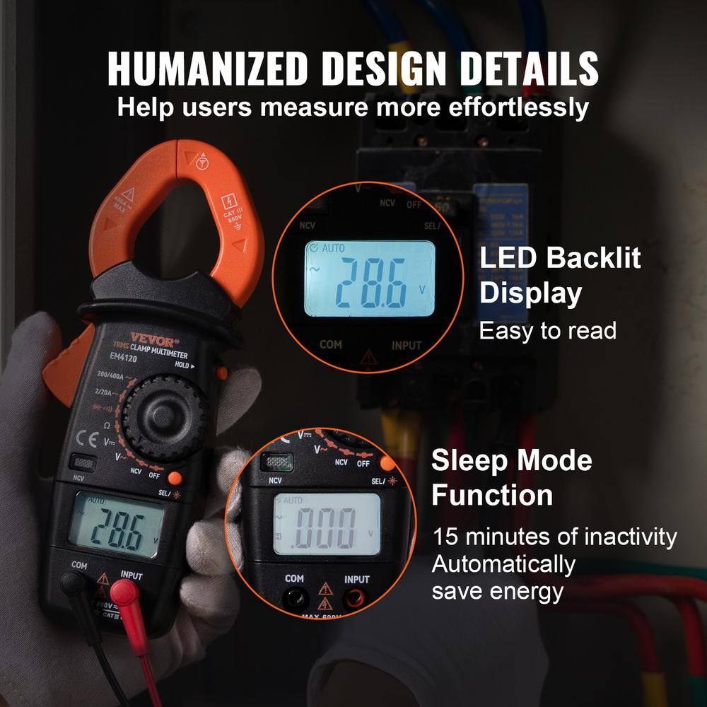 VEVOR Digital Clamp Meter with True RMS and NCV Detection