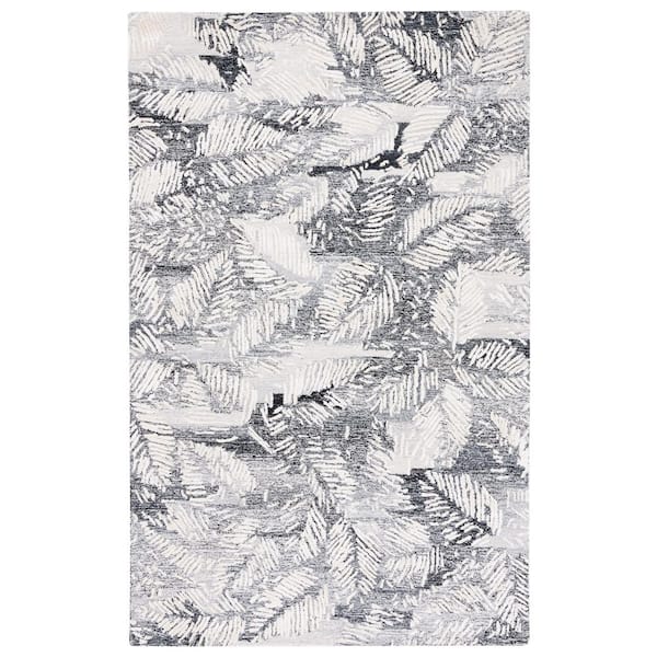 Glamour 3 ft. x 5 ft. Black/Ivory Abstract Feather Area Rug