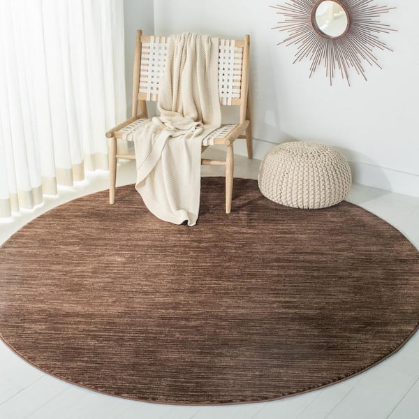 Vision Brown 3 ft. x 3 ft. Solid Marle Round Area Rug