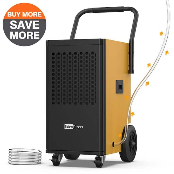 142pt. 5,000 sq. ft. Buckless Commencial Dehumidifier in Yellows, with Drain Hose, Pump for Basement, ETL Certified