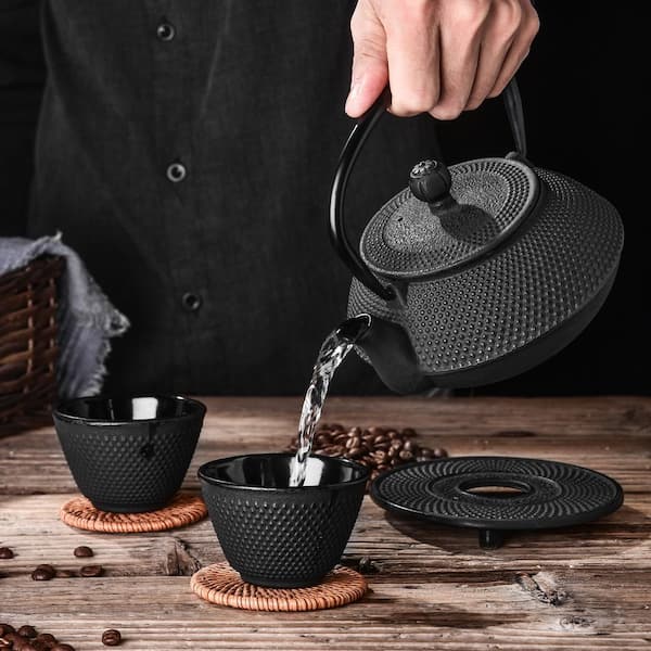 Black Diamond Cast Iron Tea Pot 4-Piece Set