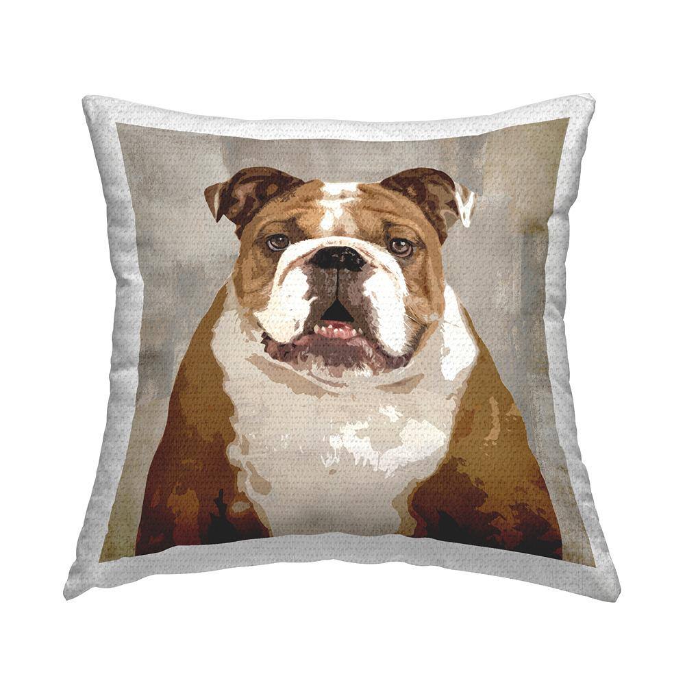 Pet Bulldog Portrait Abstract Beige Pattern Brown Square Outdoor Throw Pillow price history on PriceWatchPro