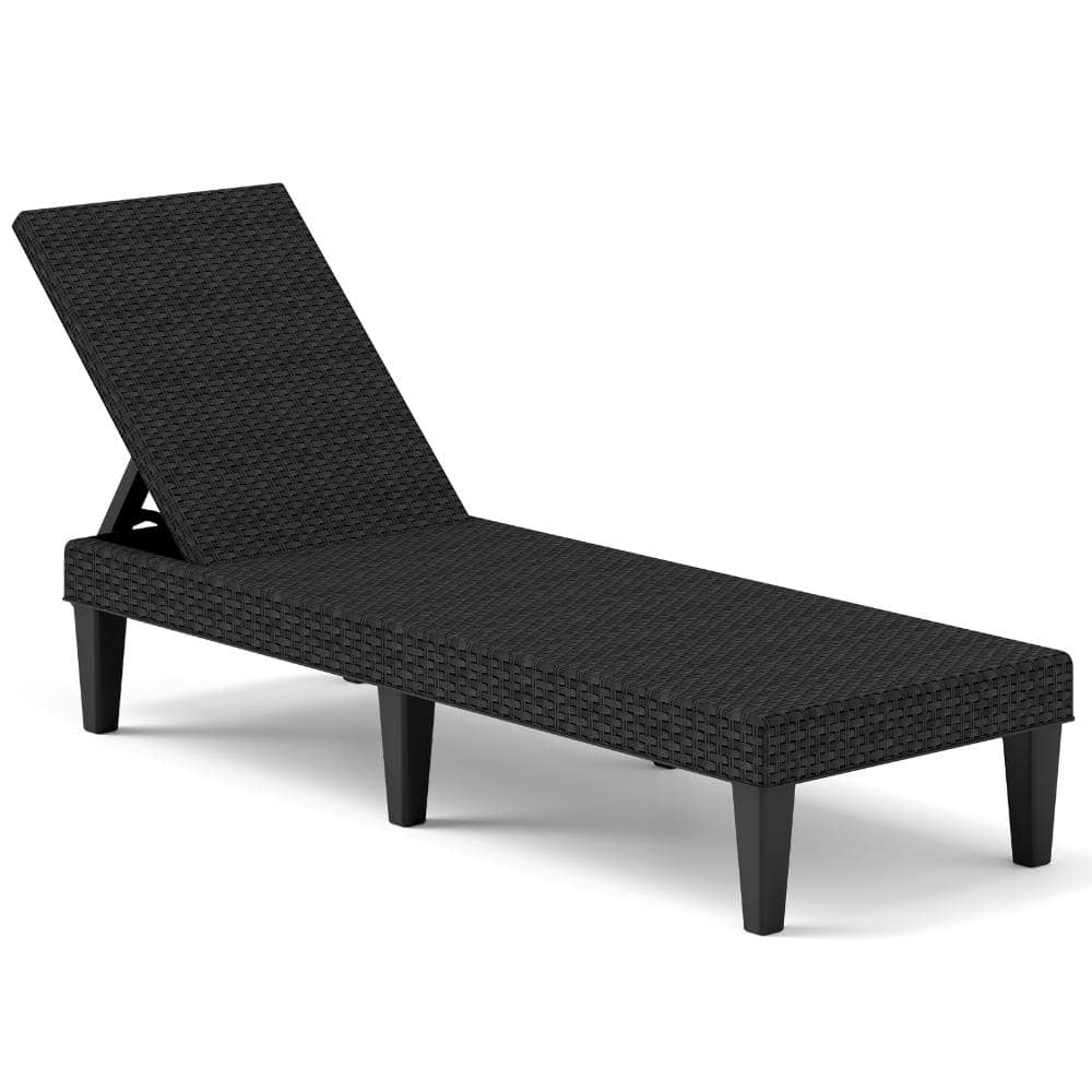 Outdoor Chaise Lounge with 4-Position Backrest and Rattan Texture 330 lb. Capacity in Black price history on PriceWatchPro