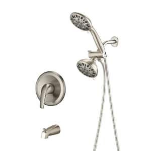 Single Handle 7-Spray High Pressure Tub and Shower Faucet 1.8 GPM with Tub Spout in. Brushed Nickel(Valve Included)