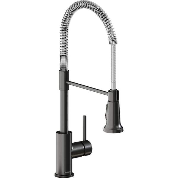 Elkay Avado Single-Handle Pull-Down Sprayer Kitchen Faucet with Semi-Professional Spout in Black Stainless and Chrome