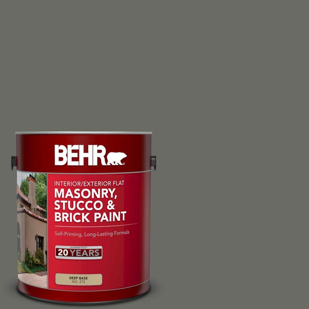 BEHR 1 Gal. #PPU18-18 Mined Coal Flat Interior/Exterior Masonry, Stucco ...