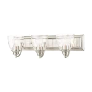 Thacher 24 in. 3-Light Brushed Nickel Vanity Light with Clear Glass