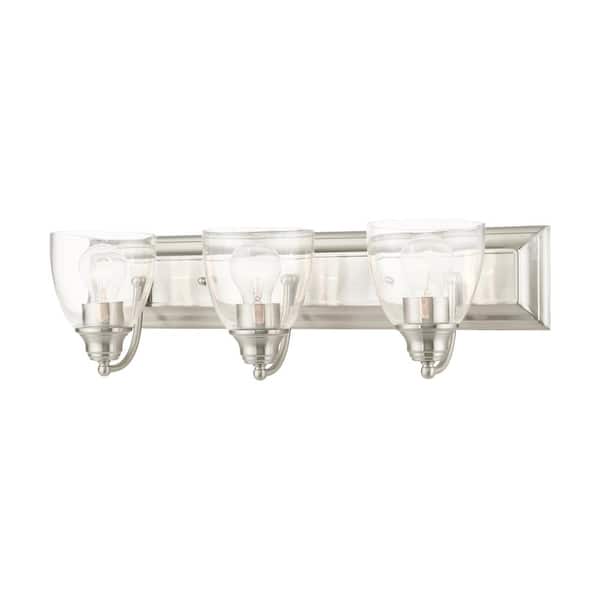 AVIANCE LIGHTING Thacher 24 in. 3-Light Brushed Nickel Vanity Light with Clear Glass