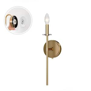 Sapello 5 in. Plug and Play 1-Light Lacquered Brass Wall Sconce