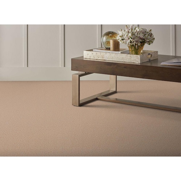 Bismarck Wheat Brown 13.2 ft. 28 oz. Wool Berber Installed Carpet