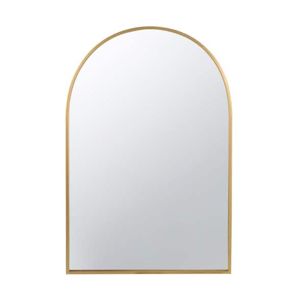 24 in. W x 36 in. H Arched Framed Gold Mirror with Metal Frame, Wall ...