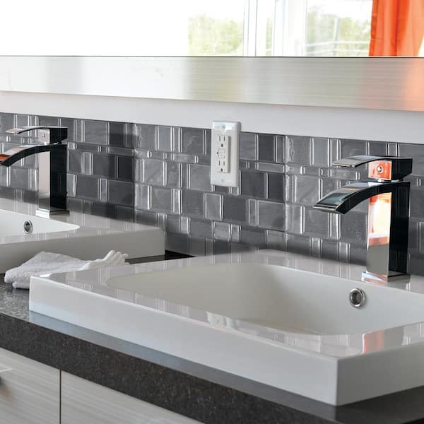 smart tiles Tango Onyx 11.55 in. x 9.64 in. Peel and Stick Mosaic Decorative Tile Backsplash in Grey (6-Pack)