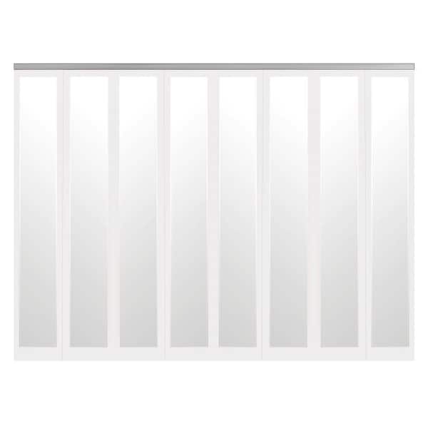 Impact Plus 96 in. x 80 in. Mir-Mel Primed Mirror Solid Core MDF Full-Lite Interior Closet Wood Bi-Fold Door with Chrome Trim