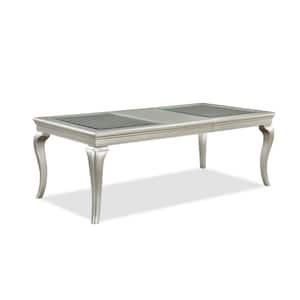 42 in. Gray and Champagne Gold Wood Top 4 Legs Dining Table (Seat of 6)