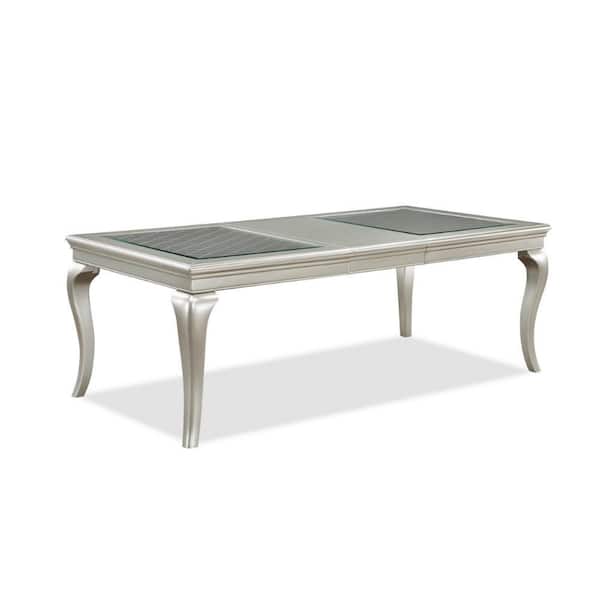 Benjara 42 in. Gray and Champagne Gold Wood Top 4 Legs Dining Table (Seat of 6)