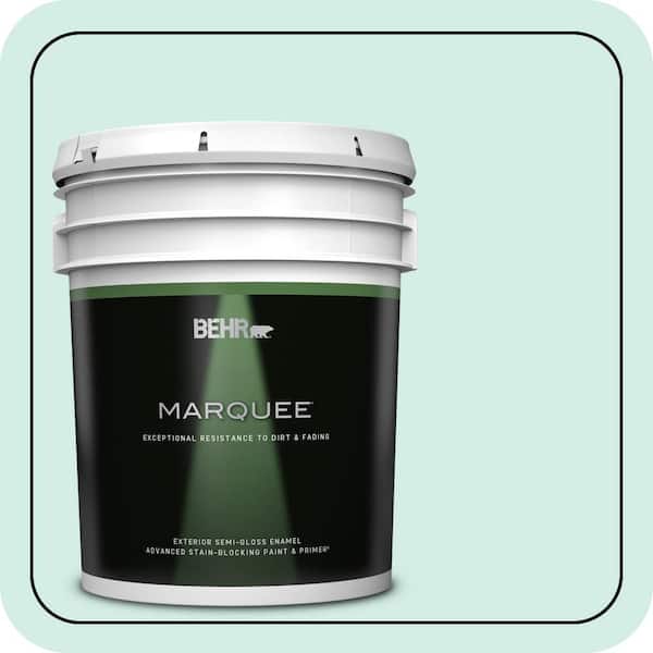 BEHR MARQUEE 5 gal. #490C-2 Adriatic Mist Semi-Gloss Enamel Exterior Paint & Primer